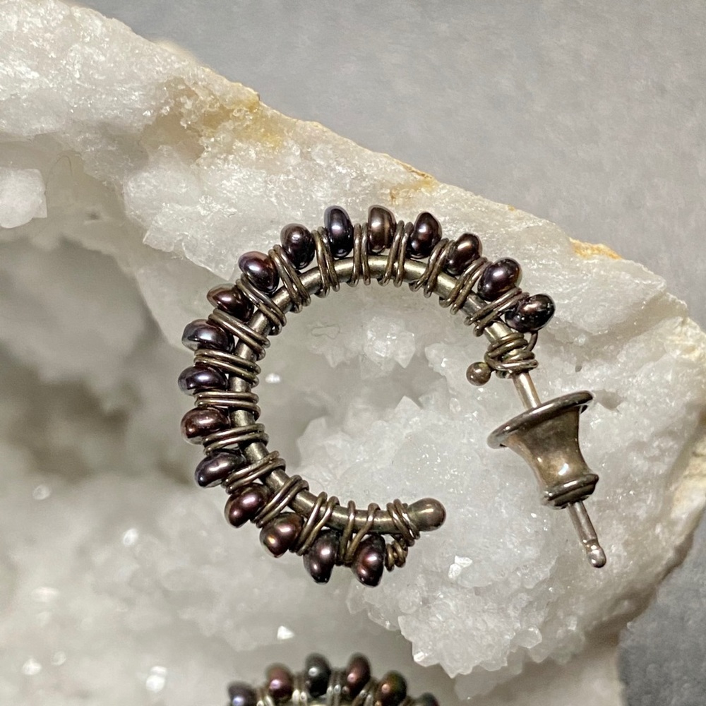 Peacock Pearl Hoop Earrings